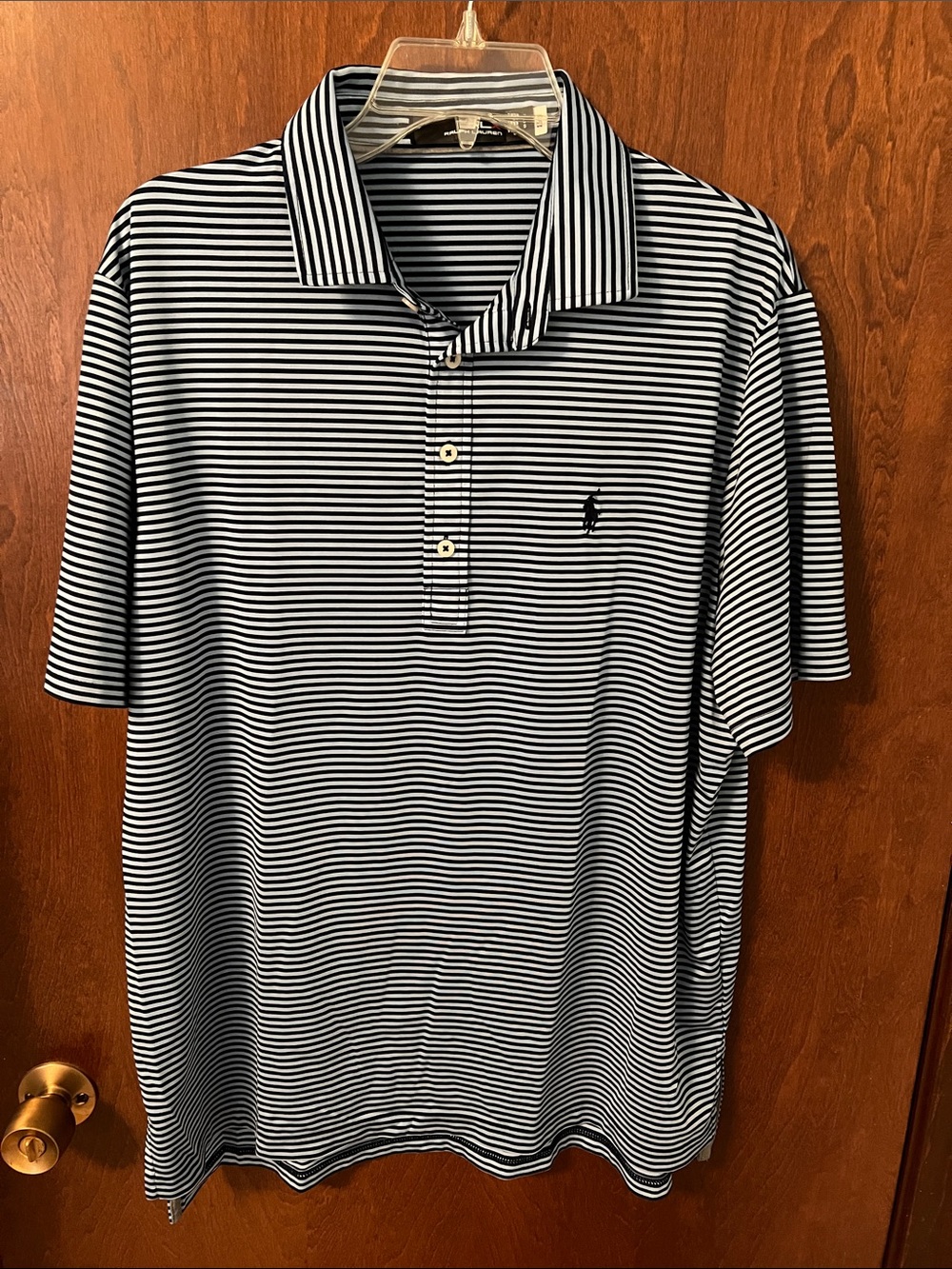 RLX Ralph Lauren Blue Striped Golf Polo Large